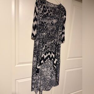 Stylish Black and White Patterned High n Low Dress